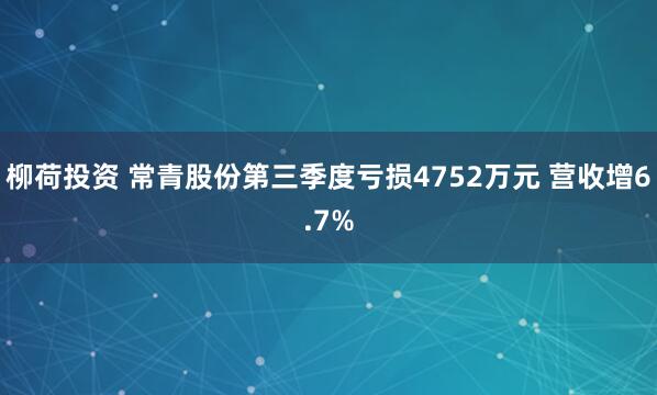 柳荷投资 常青股份第三季度亏损4752万元 营收增6.7%