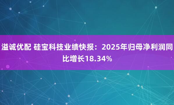 溢诚优配 硅宝科技业绩快报：2025年归母净利润同比增长18.34%